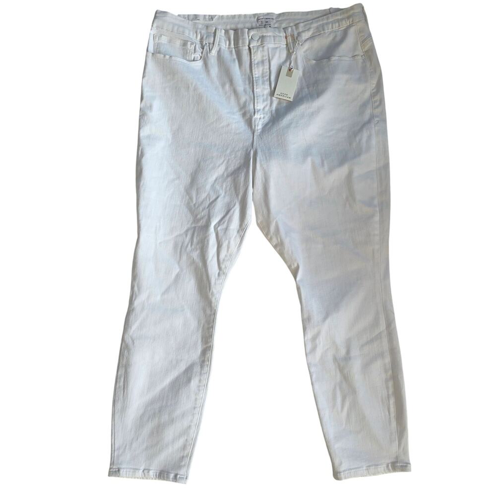 Good American Women Good High Waist Cropped Skinny Denim Jeans Size 24 White NWT